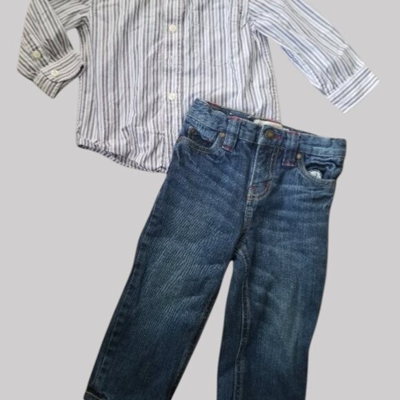 THE CHILDREN’S PLACE Striped Shirt WONDERKIDS Denim Jeans Boys 24m – 2T - Picture 4 of 6